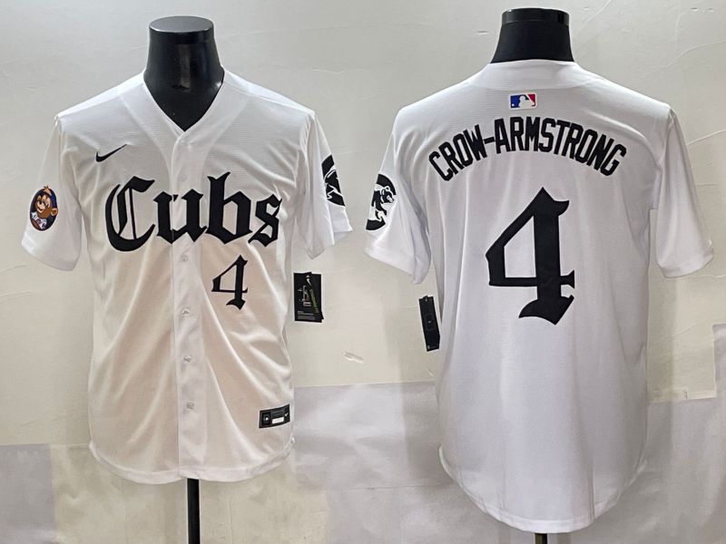 Men 2025 Chicago Cubs #4 Crow-Armstrong White Five generations Joint Name Nike MLB Jersey style 13->chicago cubs->MLB Jersey